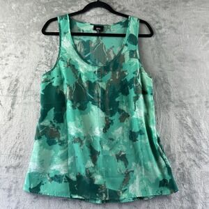 Pretty Palette of greens scoop neck, sleeveless flowy Top.